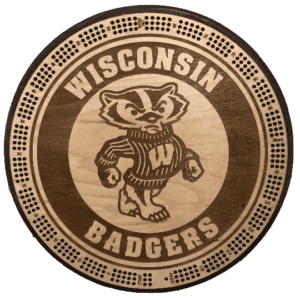 Wisconsin Badgers Cribbage Board | 3-Track, 120-Point Round Game with Pegs & Cards