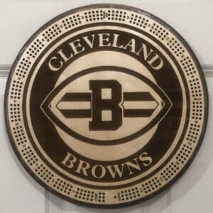 Cleveland Browns Cribbage Board | 3-Track, 120-Point Round Game with Pegs & Cards