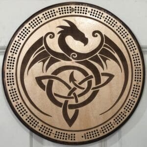 Celtic Dragon Cribbage Board | 3-Track, 120-Point Round Game with Pegs & Cards