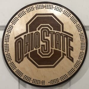Ohio State Cribbage Board | 3-Track, 120-Point Round Game with Pegs & Cards