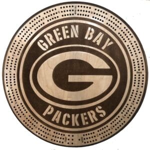 Green Bay Packers Cribbage Board | 3-Track, 120-Point Round Game with Pegs & Cards