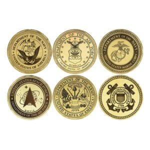18in 6pc. Official United States Military  Branch Emblem Plaque Set (Natural Backer)