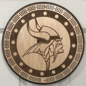 Viking Buckle Style Cribbage Board | 3-Track, 120-Point Round Game with Pegs & Cards