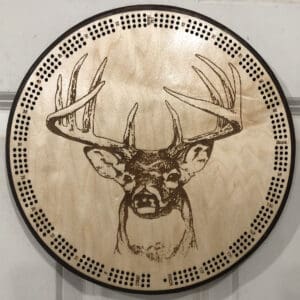 10 Point Trophy Buck Cribbage Board | 3-Track, 120-Point Round Game with Pegs & Cards