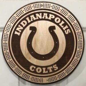 Indianapolis Colts Cribbage Board | 3-Track, 120-Point Round Game with Pegs & Cards