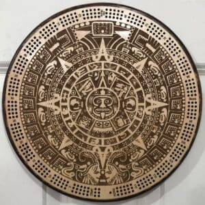 Mayan Cribbage Board | 3-Track, 120-Point Round Game with Pegs & Cards