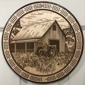 Retro Barn Cribbage Board | 3-Track, 120-Point Round Game with Pegs & Cards
