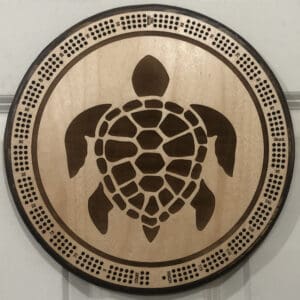 Sea Turtle Cribbage Board | 3-Track, 120-Point Round Game with Pegs & Cards