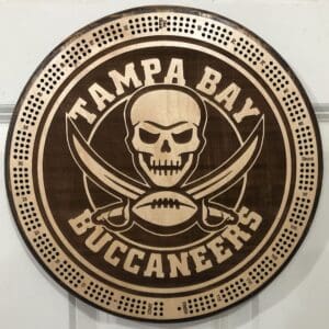 Tampa Bay Buccaneers Cribbage Board | 3-Track, 120-Point Round Game with Pegs & Cards