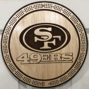 San Francisco 49ers Cribbage Board | 3-Track, 120-Point Round Game with Pegs & Cards
