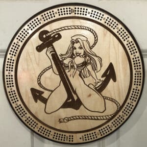 Pin-up Girl Cribbage Board | 3-Track, 120-Point Round Game with Pegs & Cards