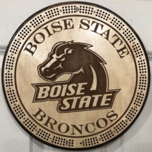 Boise State Broncos Cribbage Board | 3-Track, 120-Point Round Game with Pegs & Cards