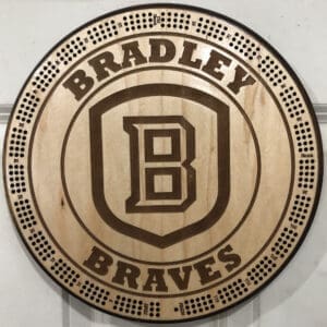 Bradley Braves Cribbage Board | 3-Track, 120-Point Round Game with Pegs & Cards
