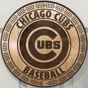 Chicago Cubs Cribbage Board | 3-Track, 120-Point Round Game with Pegs & Cards