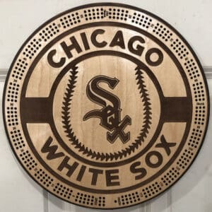 Chicago White Sox Cribbage Board | 3-Track, 120-Point Round Game with Pegs & Cards