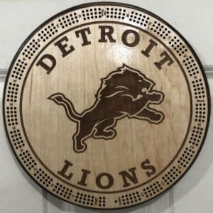 Detroit Lions Cribbage Board | 3-Track, 120-Point Round Game with Pegs & Cards