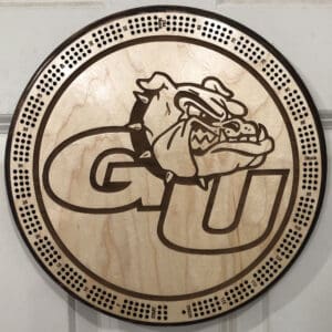 Georgia University (GU) Cribbage Board | 3-Track, 120-Point Round Game with Pegs & Cards