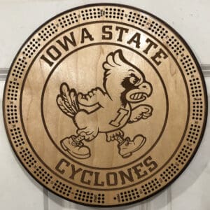 Iowa State Cyclones Cribbage Board | 3-Track, 120-Point Round Game with Pegs & Cards