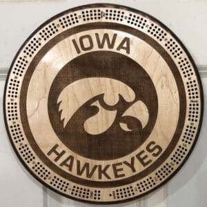 Iowa Hawkeyes Cribbage Board | 3-Track, 120-Point Round Game with Pegs & Cards