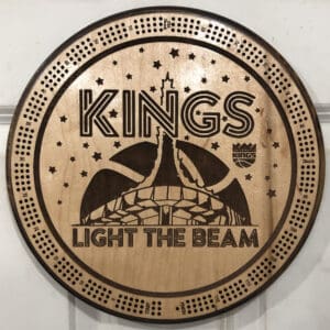 Sacramento Kings Cribbage Board | 3-Track, 120-Point Round Game with Pegs & Cards