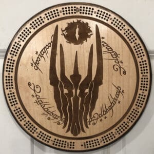 LOTR Eye of Sauron Cribbage Board | 3-Track, 120-Point Round Game with Pegs & Cards