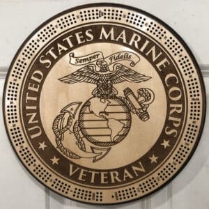 Marine Veteran Cribbage Board | 3-Track, 120-Point Round Game with Pegs & Cards