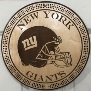New York Giants Cribbage Board | 3-Track, 120-Point Round Game with Pegs & Cards