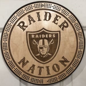 Las Vegas Raiders Cribbage Board | 3-Track, 120-Point Round Game with Pegs & Cards