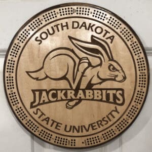 SDSU Jackrabbits Cribbage Board | 3-Track, 120-Point Round Game with Pegs & Cards