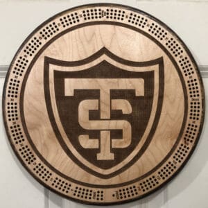 St. Thomas Cribbage Board | 3-Track, 120-Point Round Game with Pegs & Cards