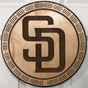 San Diego Padres Cribbage Board | 3-Track, 120-Point Round Game with Pegs & Cards