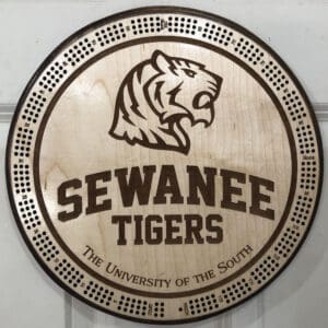 Sewanee Tigers Cribbage Board | 3-Track, 120-Point Round Game with Pegs & Cards