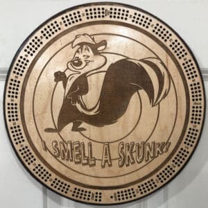 Pepe Le Pew Skunk Cribbage Board | 3-Track, 120-Point Round Game with Pegs & Cards