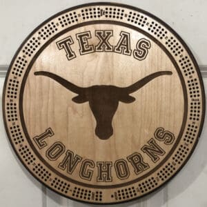 Texas Longhorns Cribbage Board | 3-Track, 120-Point Round Game with Pegs & Cards