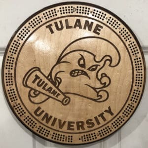 Tulane U Cribbage Board | 3-Track, 120-Point Round Game with Pegs & Cards