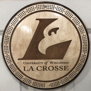 UW La Crosse Cribbage Board | 3-Track, 120-Point Round Game with Pegs & Cards