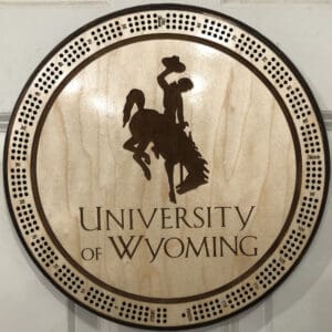 U Wyoming Cribbage Board | 3-Track, 120-Point Round Game with Pegs & Cards