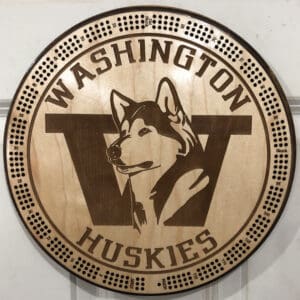 Washington Huskies Stevens Point Cribbage Board | 3-Track, 120-Point Round Game with Pegs & Cards