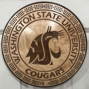 WSU Cougars Cribbage Board | 3-Track, 120-Point Round Game with Pegs & Cards