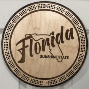 Florida Cribbage Board | 3-Track, 120-Point Round Game with Pegs & Cards
