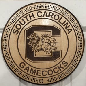 South Carolina Gamecocks Cribbage Board | 3-Track, 120-Point Round Game with Pegs & Cards
