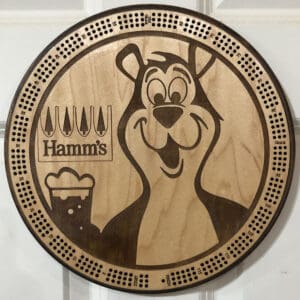 Hamms Beer Cribbage Board | 3-Track, 120-Point Round Game with Pegs & Cards