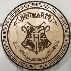 Hogwarts Cribbage Board | 3-Track, 120-Point Round Game with Pegs & Cards