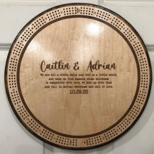 Personalized 20-Inch Wedding Guest Book Cribbage Board & Wall Plaque