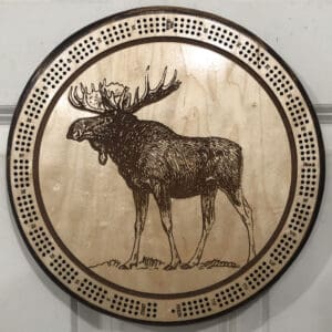 Majestic Moose Cribbage Board | 3-Track, 120-Point Round Game with Pegs & Cards