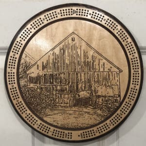 Old Barn Cribbage Board | 3-Track, 120-Point Round Game with Pegs & Cards