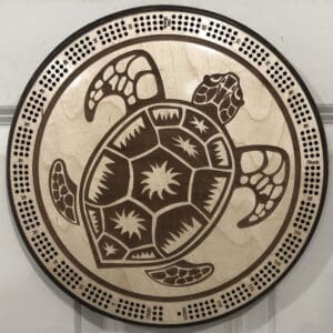 Sunburst Sea Turtle Cribbage Board | 3-Track, 120-Point Round Game with Pegs & Cards