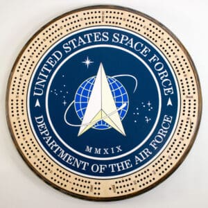 US Space Force Cribbage Board | 3-Track, 120-Point Round Game with Pegs & Cards