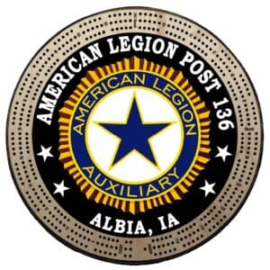 Auxiliary (ALA) | Printed | C1: Post #, Post City, State | Cribbage Board