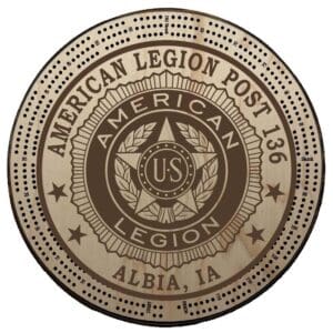 American Legion | Engraved | C1: Post #, Post City, State | Cribbage Board